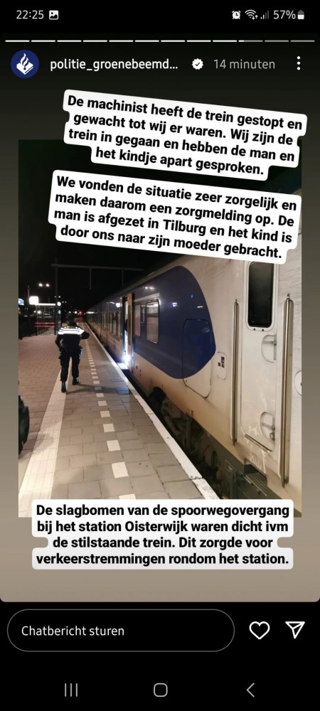 Trein stilgezet want man slaat kind