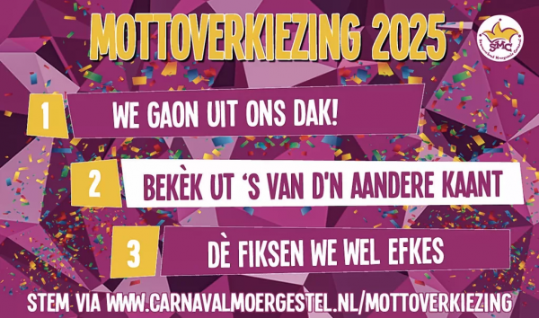 Kies nu een motto uit drie voor Carnaval 2025 in Moergestel