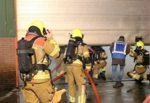 Beknelling en brand in loods bij oefening Brandweer Haaren