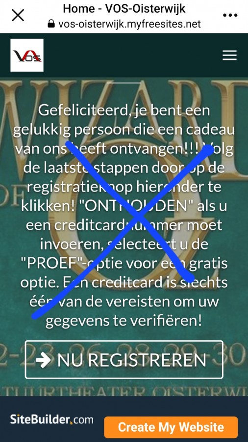 Phishing crimineel maakt misbruik van winactie Oisterwijkse toneelvereniging