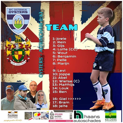 Vandaag speelt de jeugd van Oisterwijk Oysters tegen Altrincham Grammar School