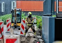 Brandweer naar gaslek door werkzaamheden