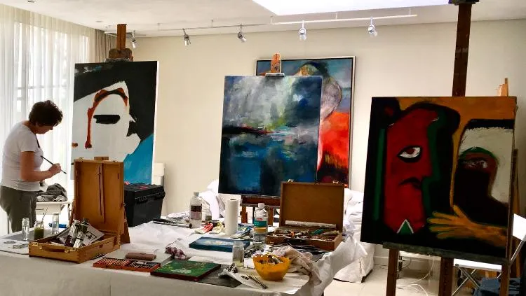 Schildergroep Liesbeth Backelandt en gastexposanten in De Verdieping Moergestel