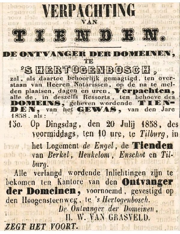 Advertenties van toen: De tienden van Heukelom