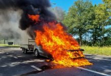Autobrand op N65 bij Oisterwijk