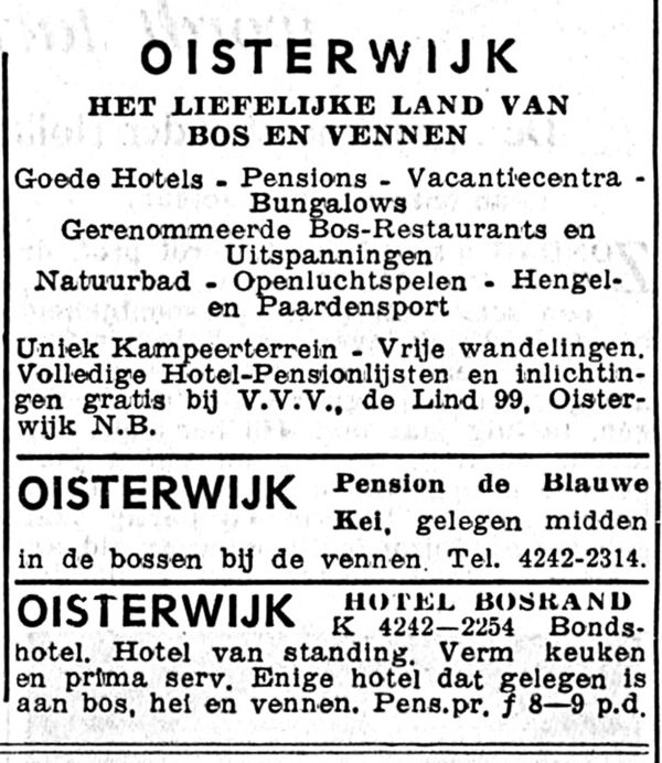 Advertenties van toen: Horeca in het Bosgebied