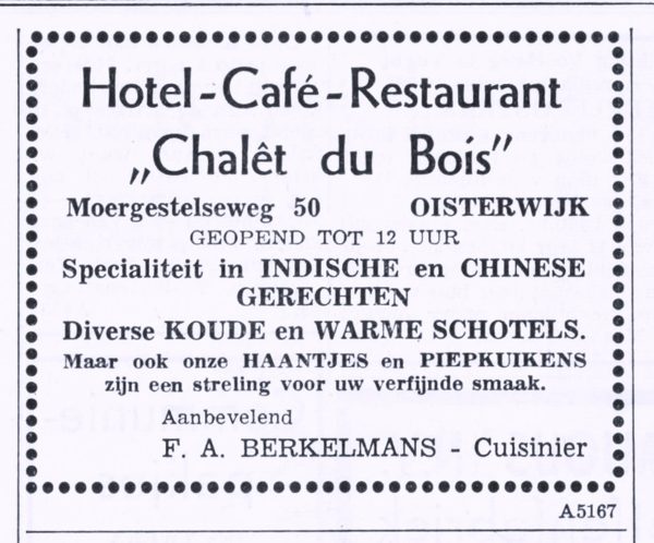 Advertenties van toen: Chalet du Bois