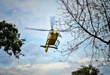 Traumahelikopter in Oisterwijk voor medische noodsituatie