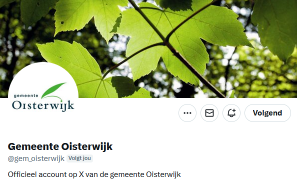Gemeente Oisterwijk is gestopt met X (Twitter) maar dat staat nergens