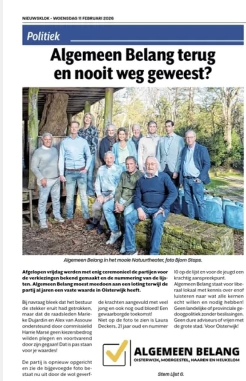 Nieuwe partij AB Oisterwijk trapt na op voorganger
